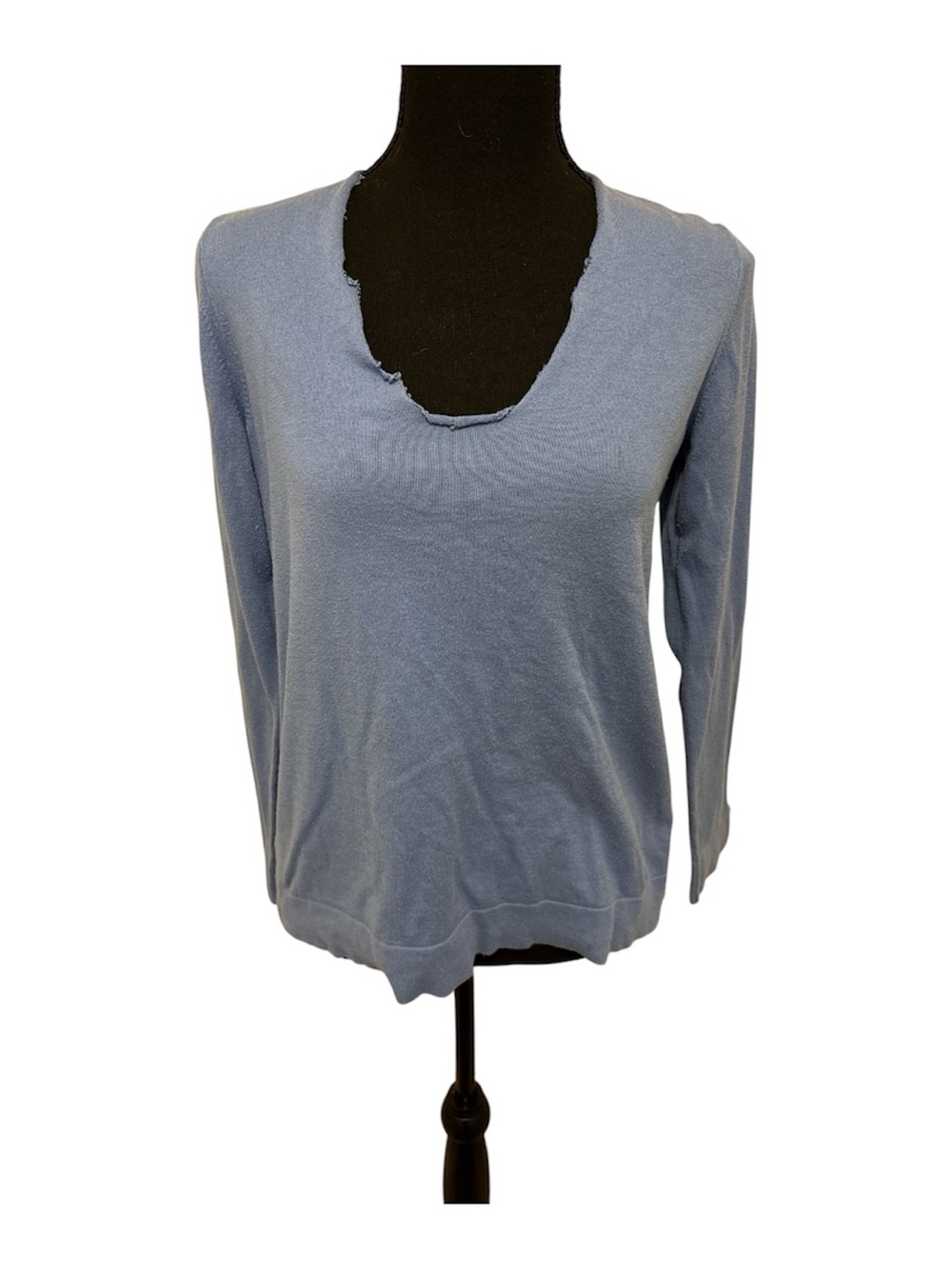 J. Jill Silk & Cotton Scoop Neck Sweater in Dusty Blue